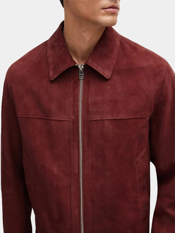 Emily in Paris S04 Eugenio Franceschini Red Suede Jacket