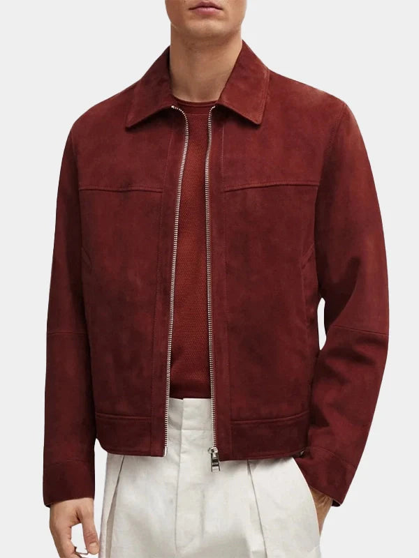 Emily in Paris S04 Eugenio Franceschini Red Suede Leather Jacket