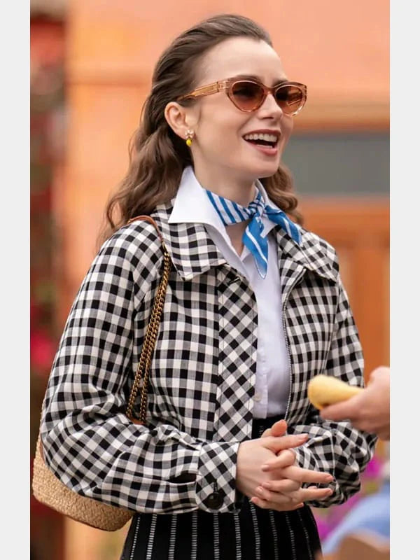 Emily in Paris S04 Lily Collins Plaid Cropped Jacket