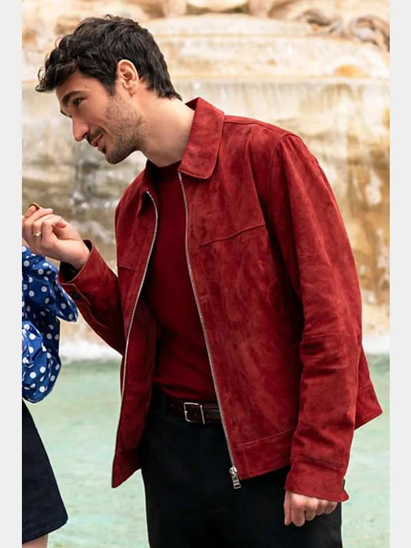 Emily in Paris S04 Marcello Red Suede Jacket