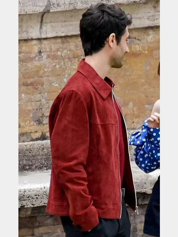 Emily in Paris S04 Marcello Suede Jacket Red