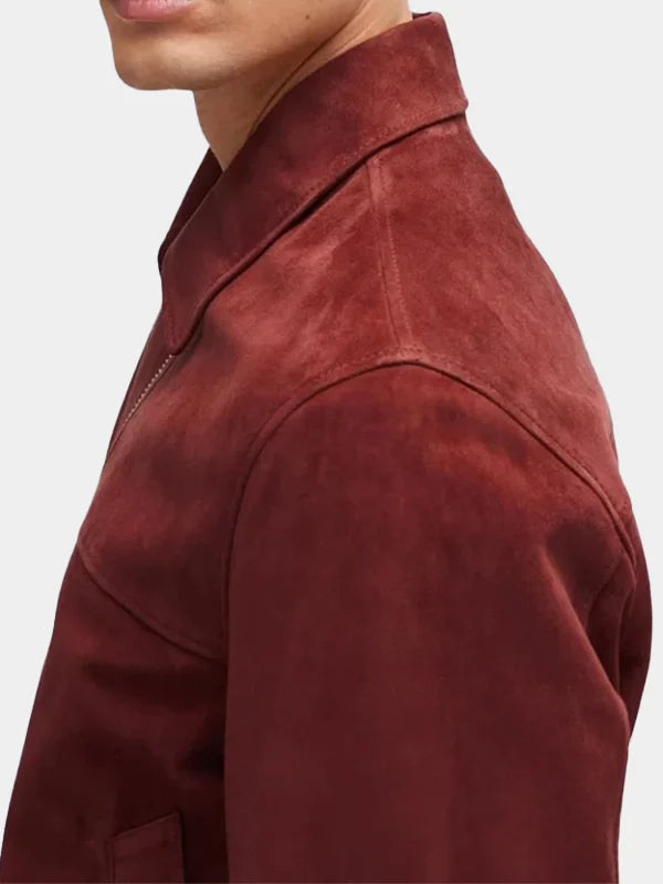 Emily in Paris S04 Red Suede Leather Jacket Marcello