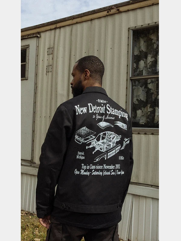 Eminem 8 Mile New Detroit Stamping Dickies Black Jacket