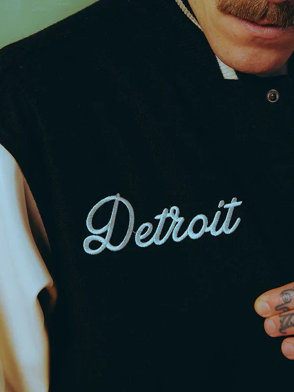 Eminem Detroit SSLP25 Black and White Varsity Jacket