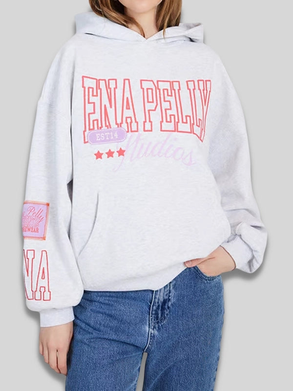 Ena Pelly EP Mixed Oversized Hoodie White