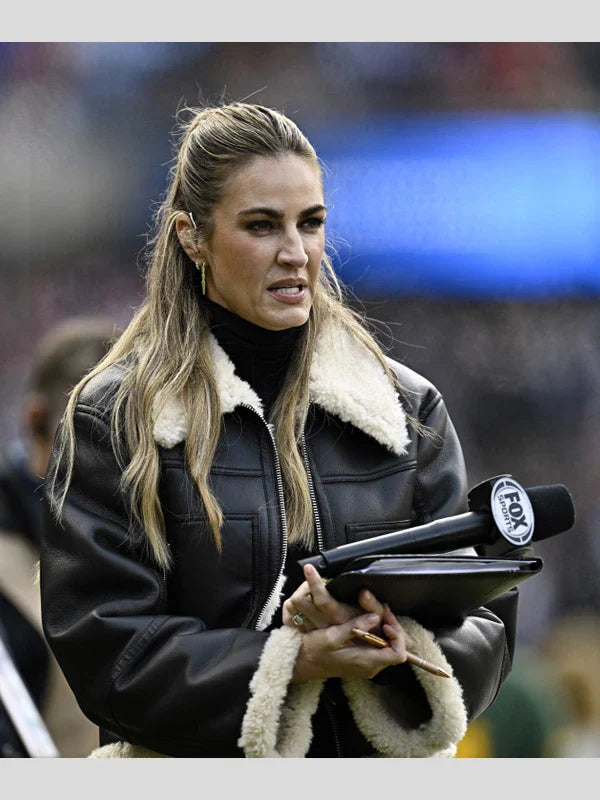 Erin Andrews Black Leather Shearling Jacket