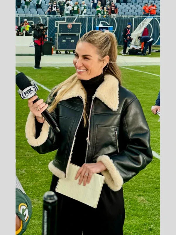 Erin Andrews Black Shearling Jacket