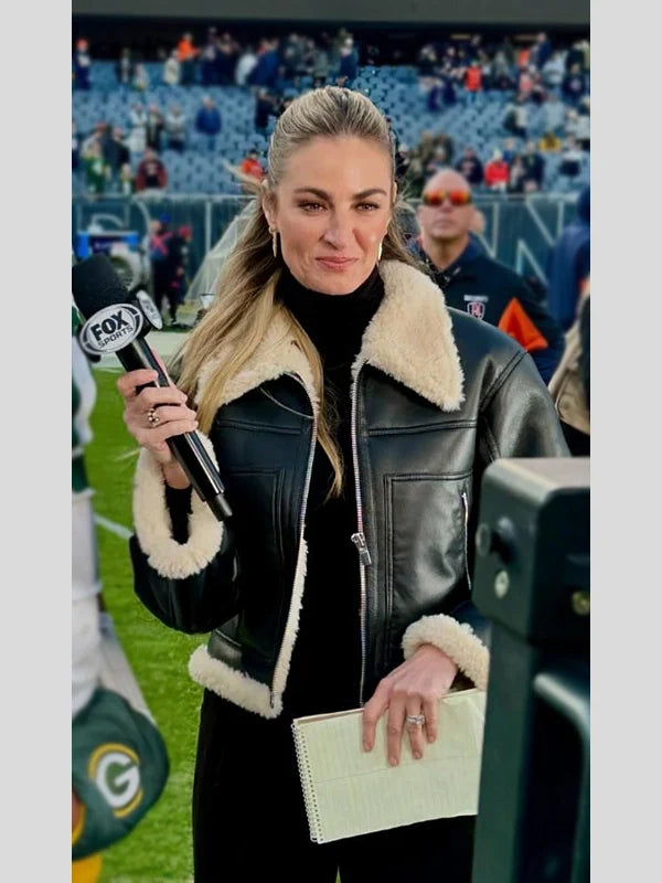 Erin Andrews Black Shearling Leather Jacket