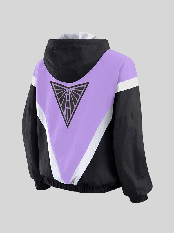 Erin Andrews Colorblock Black And Purple Windbreaker Jacket