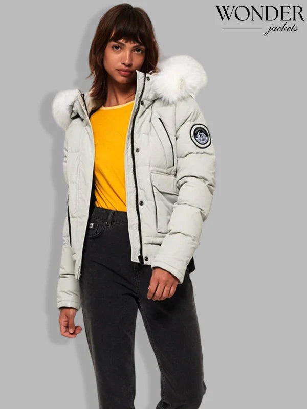 Everest Ella Bomber White Jacket Superdry