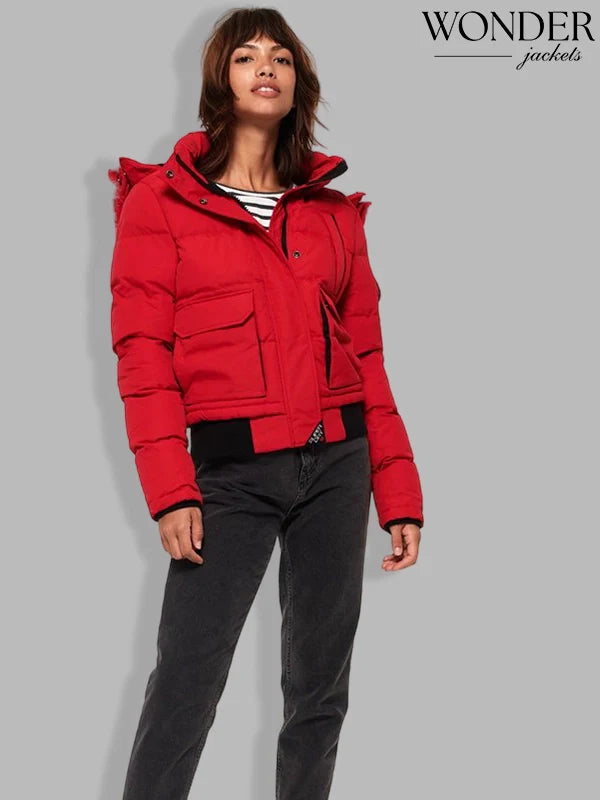 Everest Ella Red Bomber Jacket Superdry