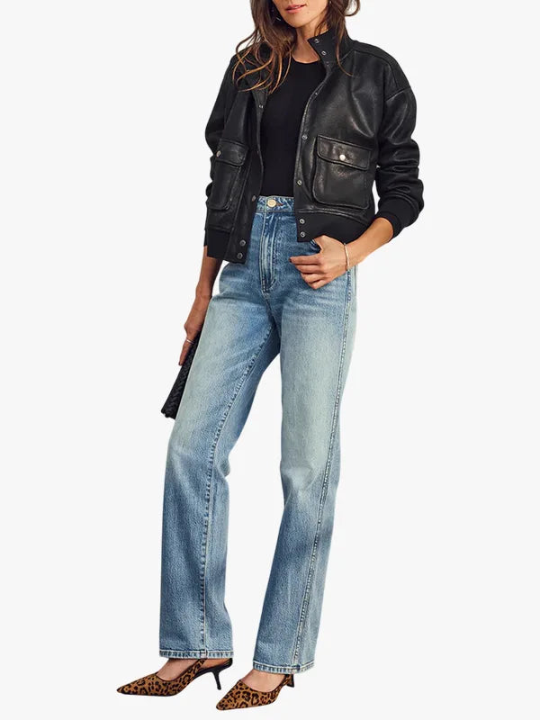 Evereve aviator Black bomber jacket