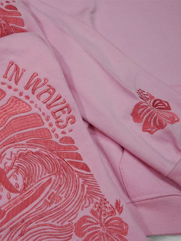 Everything Comes In Waves Pink Puff Hoodie