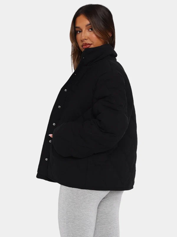 Extra Attention White Fox Black Puffer Jacket