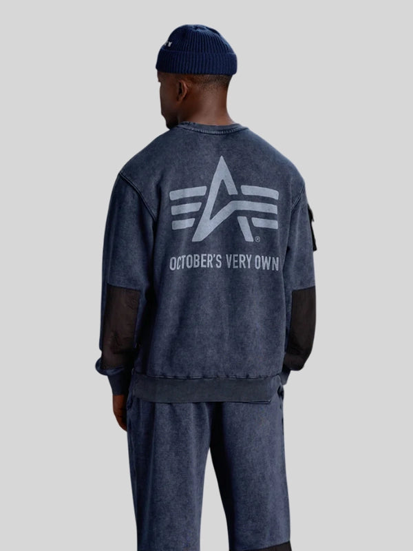 FW25 Collab Alpha Industries x OVO Garment Dye Crewneck Blue