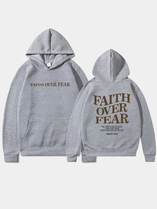 Faith Over Fear Grey Hoodie