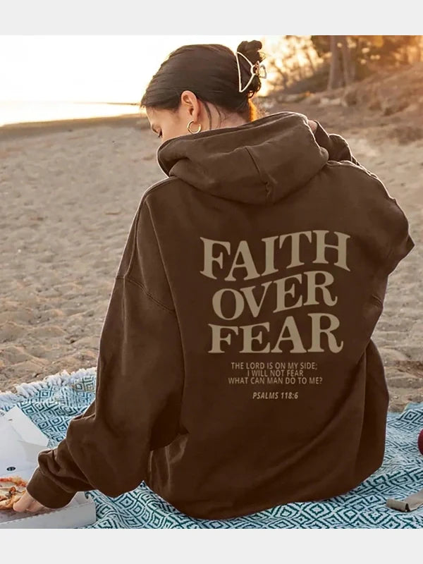 Faith Over Fear Hoodie Brown