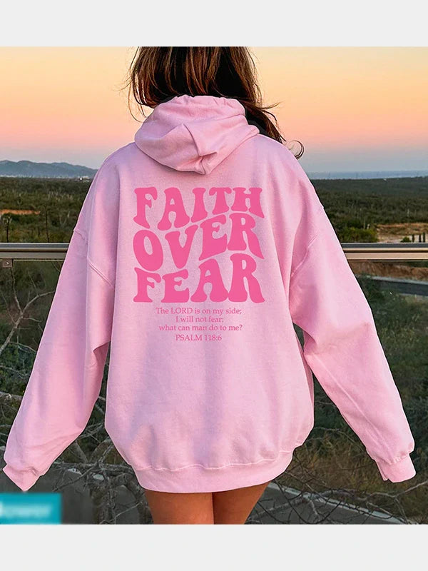 Faith Over Fear Hoodie Pink