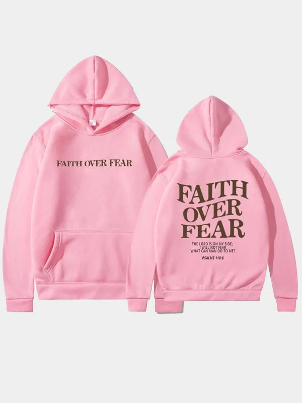 Faith Over Fear Pink Hoodie