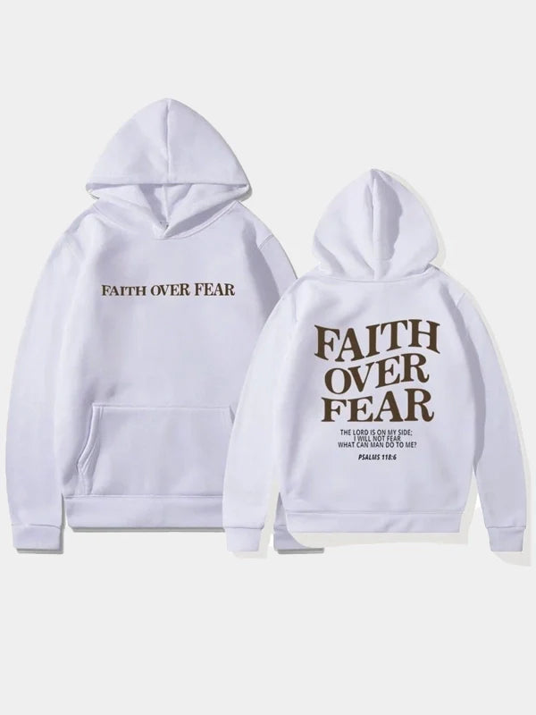 Faith Over Fear White Hoodie