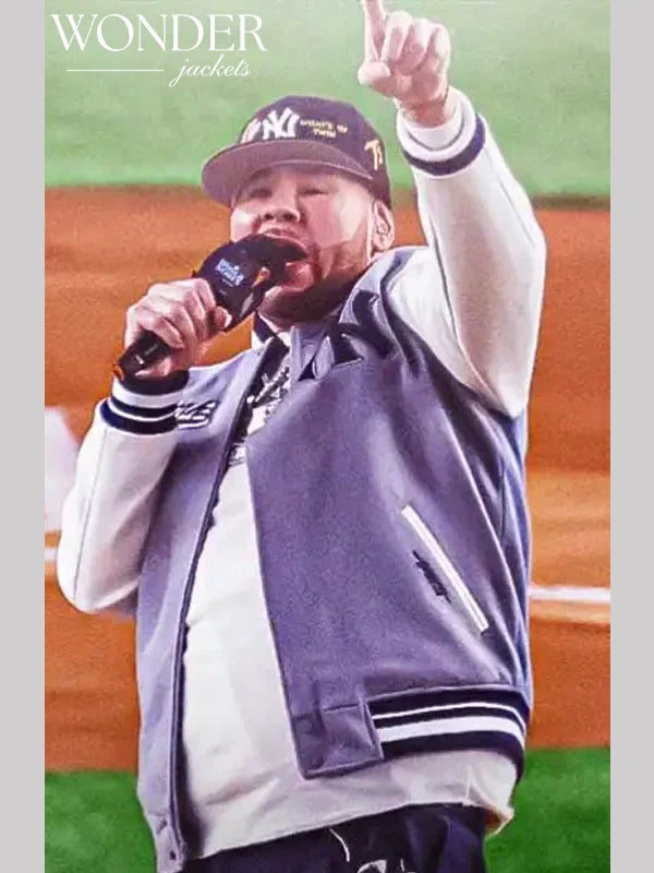 Fat Joe NY Yankees Varsity Jacket Grey