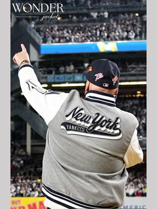 Fat Joe New York Yankees Varsity Jacket Grey