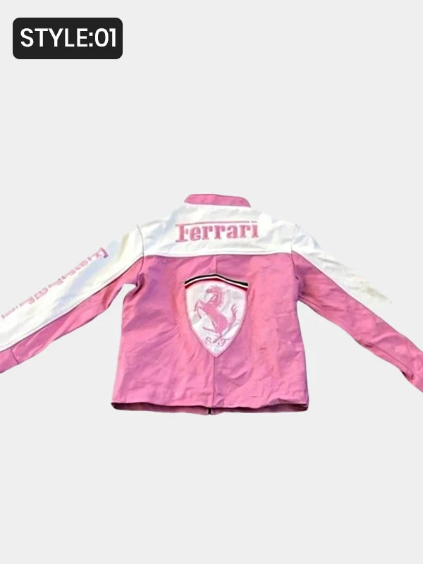 Ferrari Leather Racing Jacket Pink