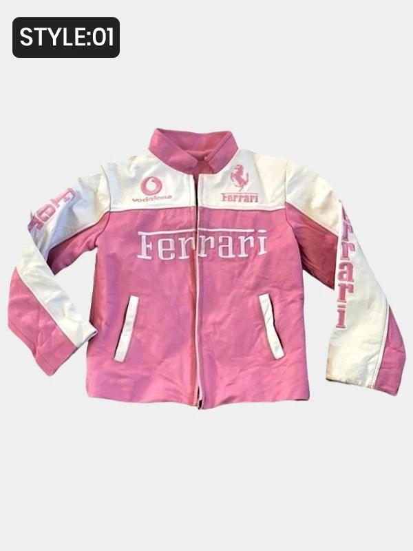 Ferrari Pink Leather Jacket