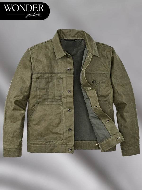Filson Tin Cloth Short Lined Cruiser Jacket Green
