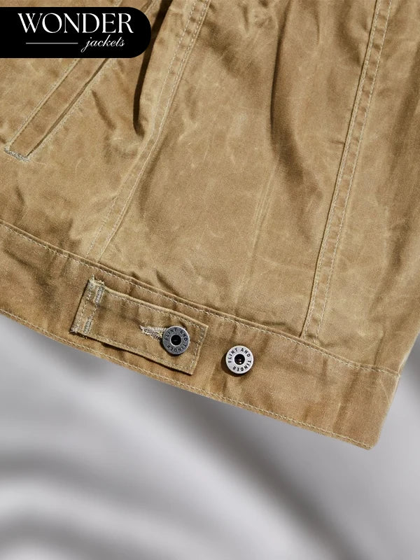 Flint And Tinder Brown Waxed Trucker Jacket Mens