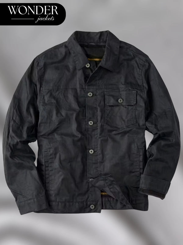 Flint And Tinder Flannel Lined Waxed Trucker Jacket