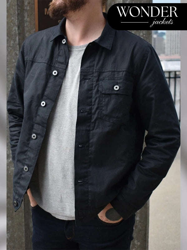 Flint And Tinder Waxed Trucker Black Jacket