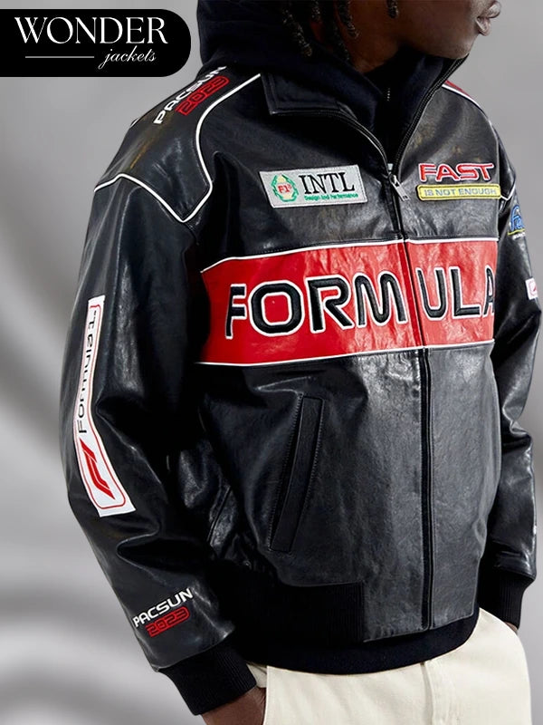 Formula 1 x PacSun Black Leather Pole Position Jacket