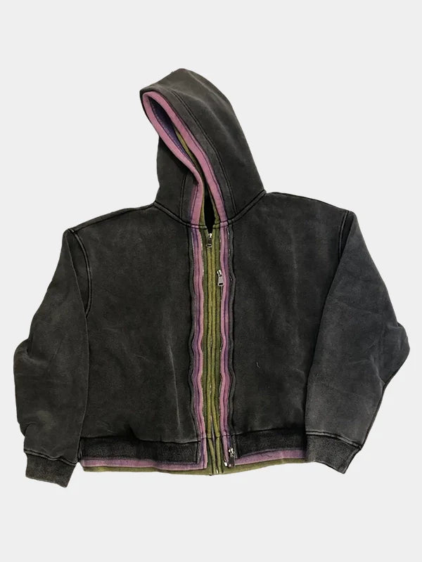 GV Gallery x Raspberry Hills 3 Zip Up Spliced Hoodie