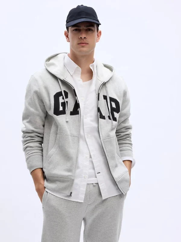 Gap Log Zip Up Hoodie Grey