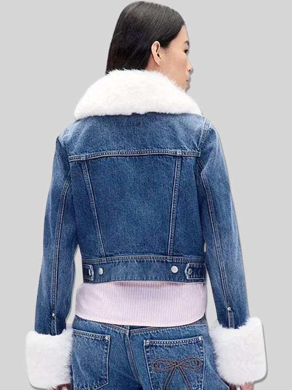 Gap-C3 97 Sandy Liang Blue Cropped Denim Jacket
