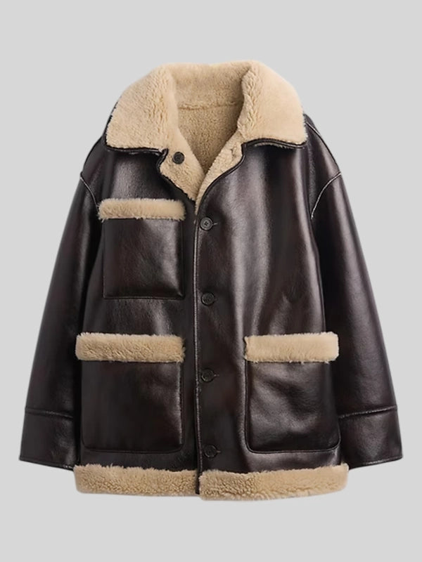 Gap x Sandy Liang Reversible Leather Sherpa Jacket