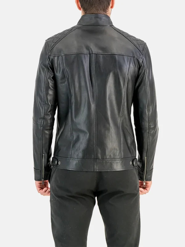 George Waters Black Leather Padded Jacket