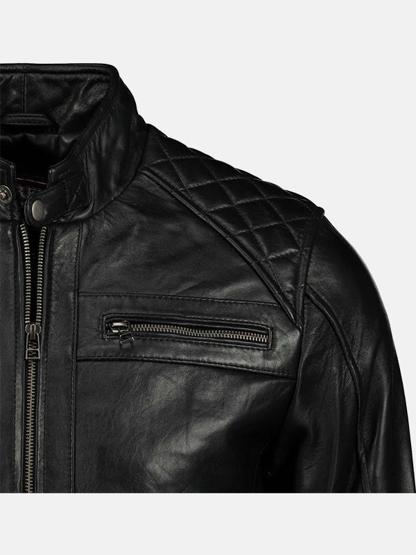 George Waters Black Leather Padded Style Jacket Mens