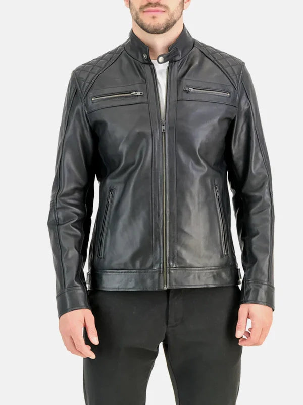 George Waters Style Black Padded Leather Jacket