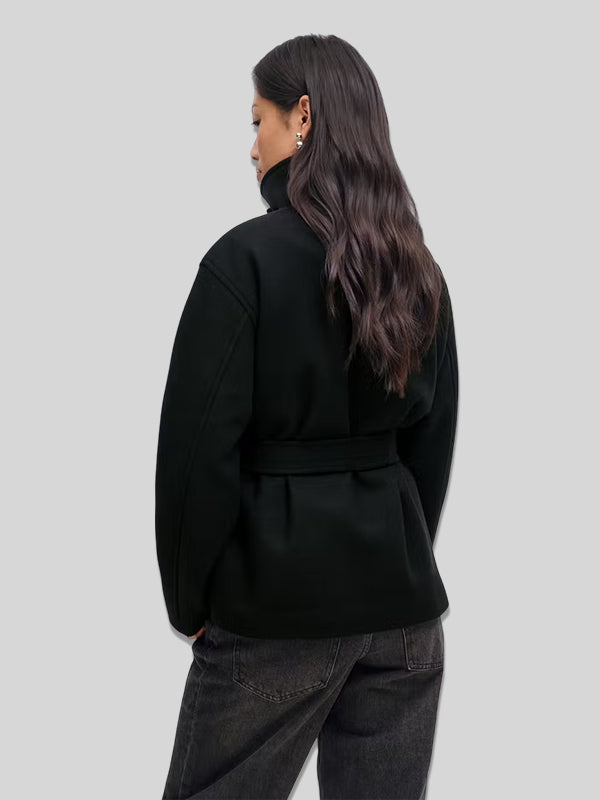 Gina Tricot High Neck Short Jacket in Black