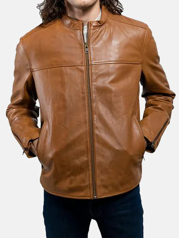 Grayson Mens Brown Leather Jacket