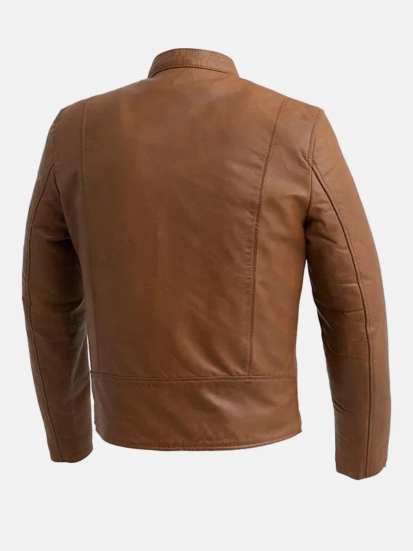 Grayson Mens Leather Brown Jacket Back