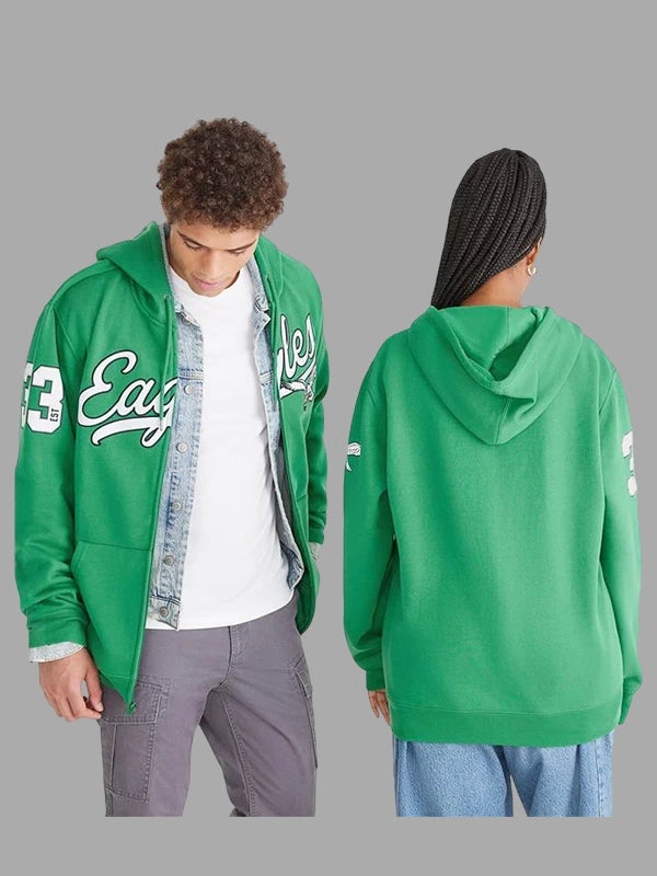 Green Aeropostale Eagles Script Full-Zip Hoodie