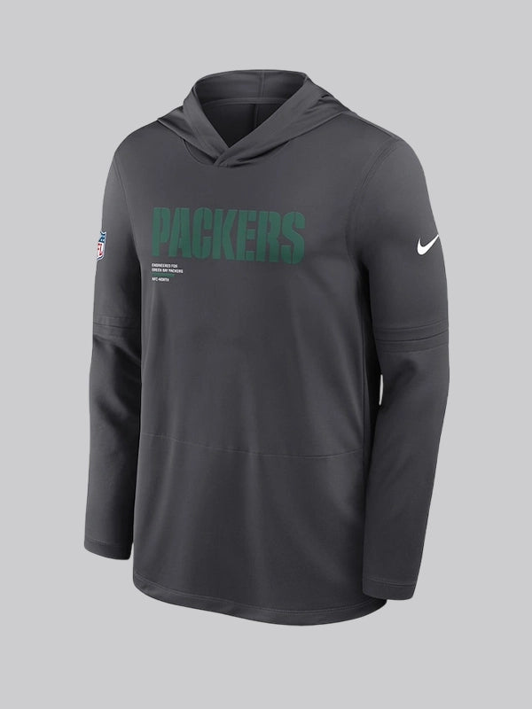 Green Bay Packers Black Sideline Hooded T-Shirt