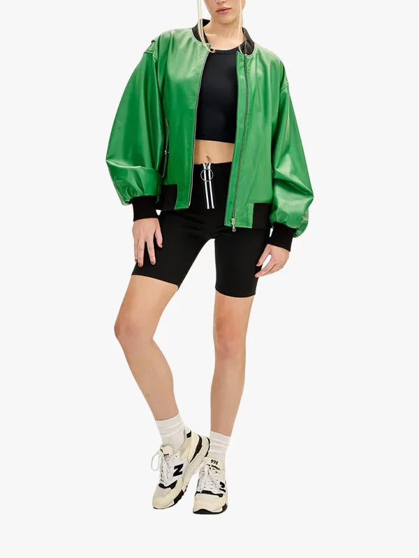 Green Bomber Oversized Jacket