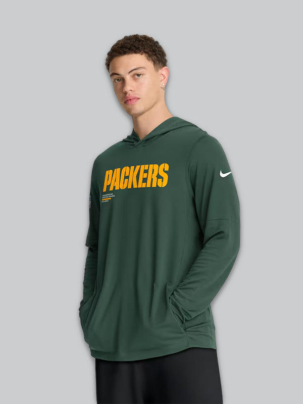 Green Unisex Packers Long Sleeve Tee with Hood