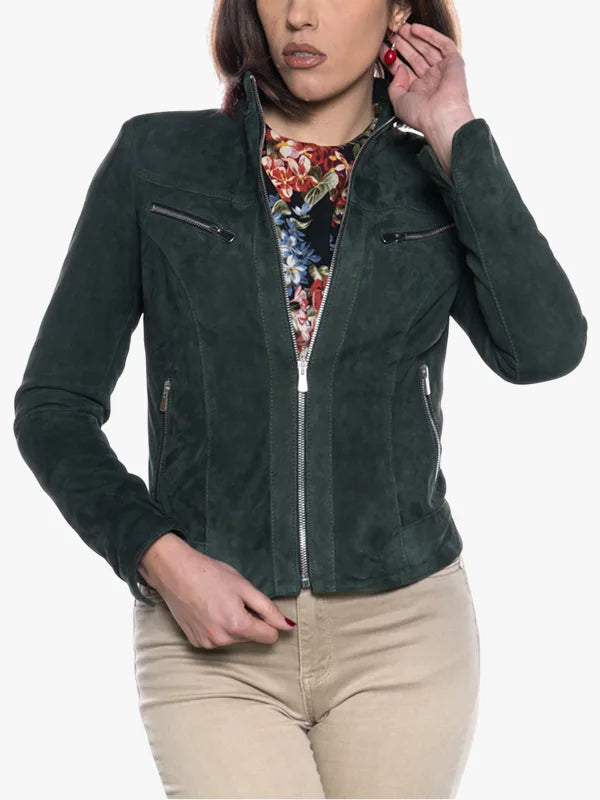 Green Women Suede Jacker Kelly