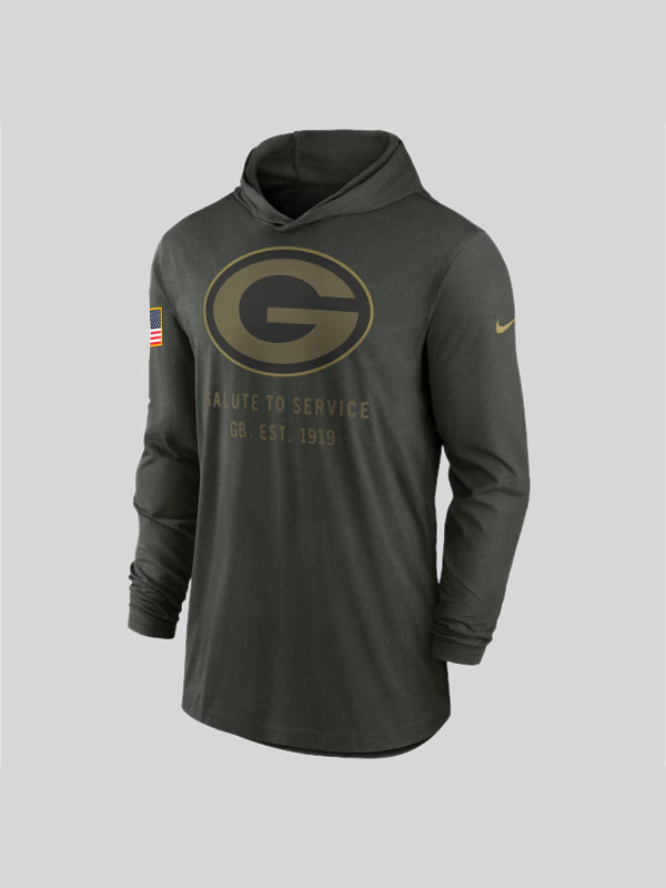 Green Bay Packers Nike Salute to Service Hooded Long Sleeve T-shirt Olive