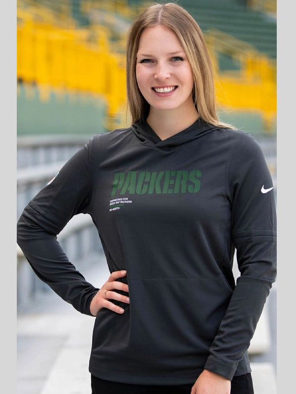 Green Bay Packers Nike Sideline Womens Hoodie Black